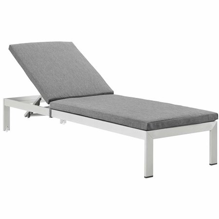 PATIO TRASERO Shore Outdoor Patio Aluminum Chaise with Cushions, Silver Gray PA1738111